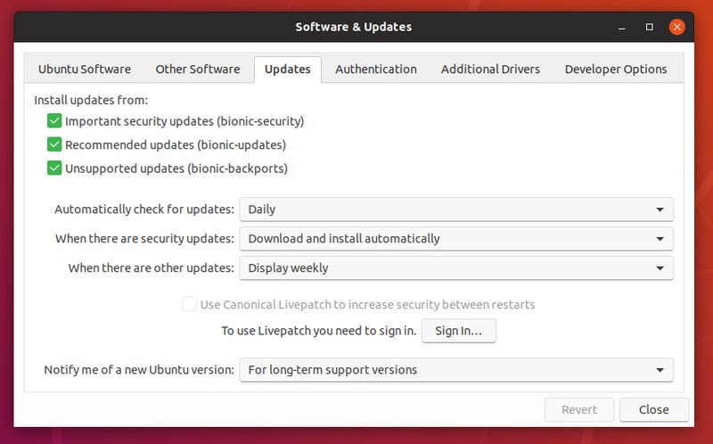 kernel live patching ubuntu 18.04